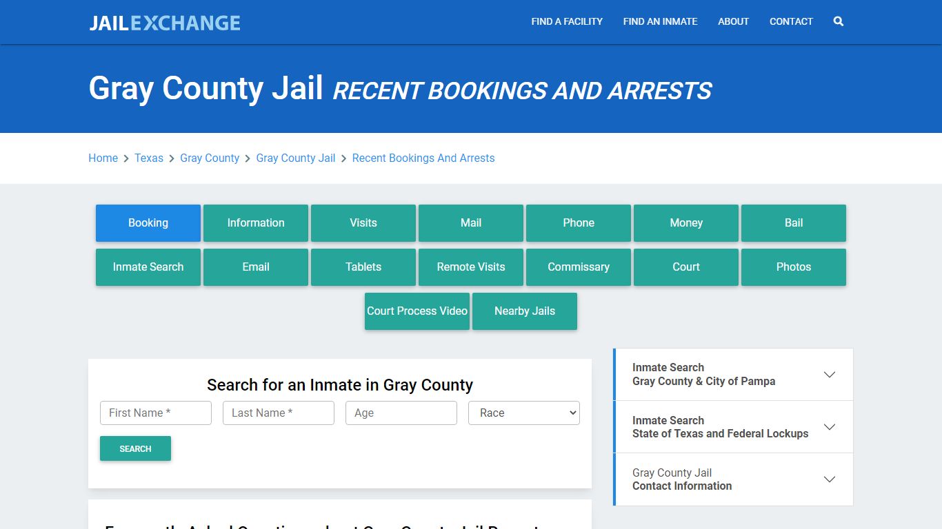 Gray County Jail Recent Bookings And Arrests - Jail Exchange