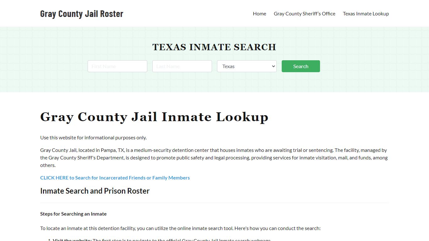 Gray County Jail Roster Lookup, TX, Inmate Search