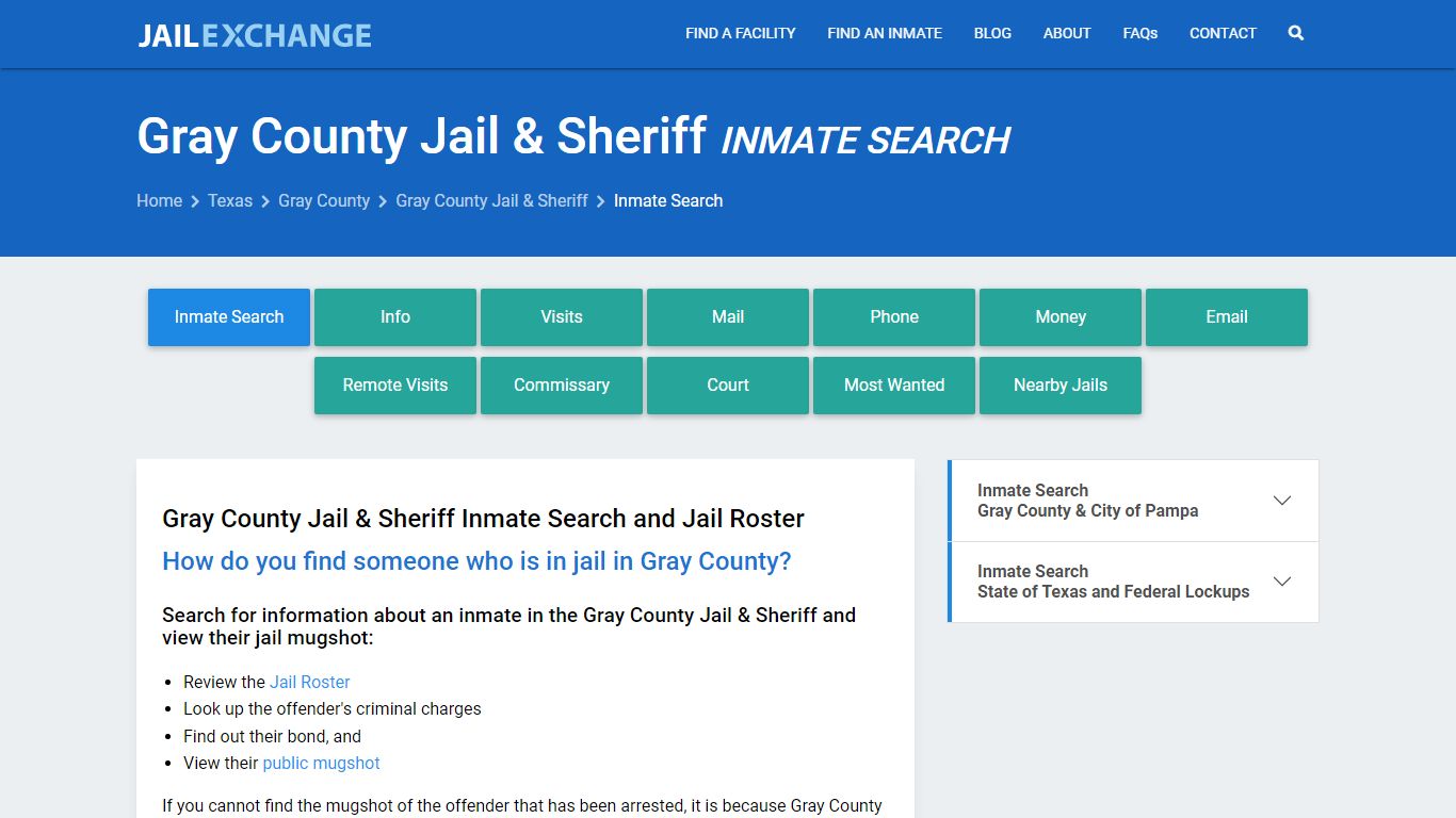 Inmate Search: Roster & Mugshots - Gray County Jail & Sheriff, TX